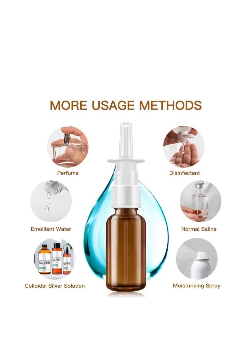 Nasal Spray Bottle, 6 Pcs 30ML/1oz Glass Amber, Refillable Fine Mist Sprayers Atomizers, Small Empty Nasal Sprayer with Funnels and Labels