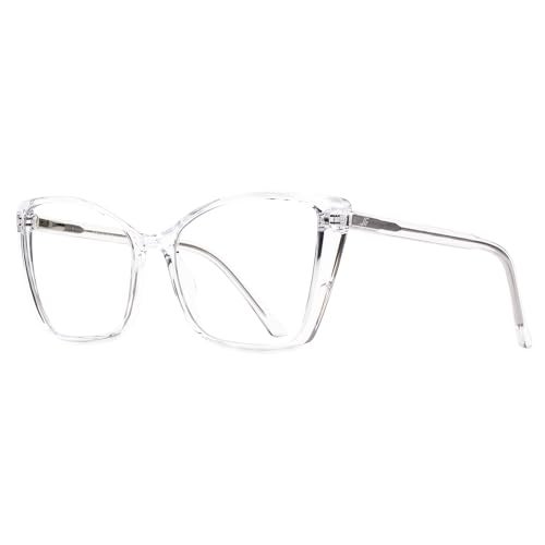 JFXQDR Blue Light Blocking Glasses for Women, Oversized Trendy Cat Eye Computer Gaming Glasses Anti Glare & UV Glare RF6204 (Clear Cateye Frame) - Image 1