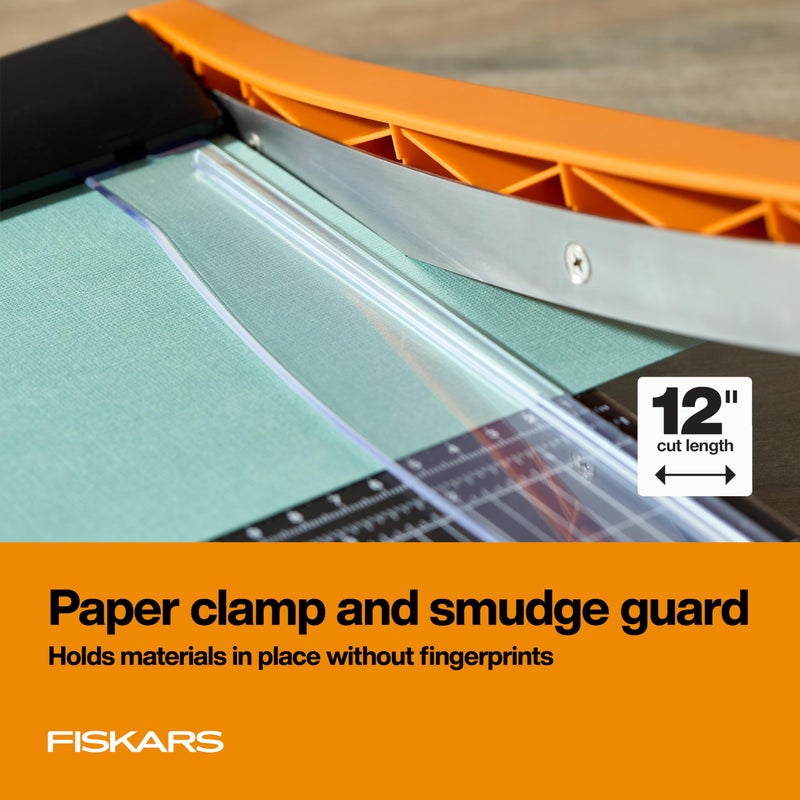 Fiskars Recycled Bypass Guillotine Paper Cutter, 12" Cut Length, Self-Sharpening, Paper Trimmer for Crafting and Scrapbooking, Arts and Crafts Supplies, Photo Cutter with 30% Recycled Materials - Image 4