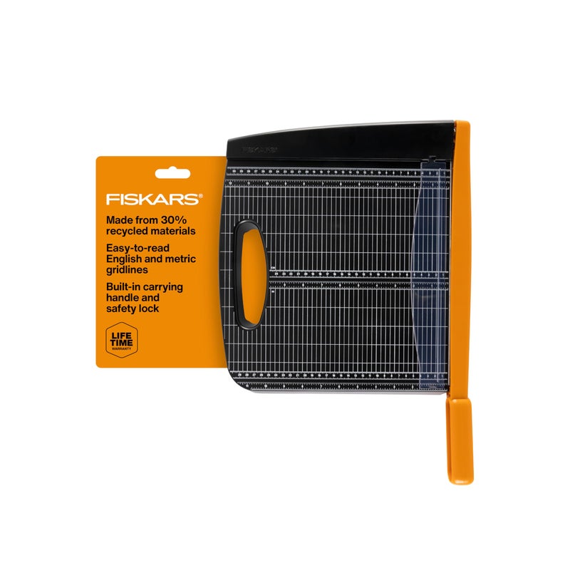 Fiskars Recycled Bypass Guillotine Paper Cutter, 12" Cut Length, Self-Sharpening, Paper Trimmer for Crafting and Scrapbooking, Arts and Crafts Supplies, Photo Cutter with 30% Recycled Materials - Image 1