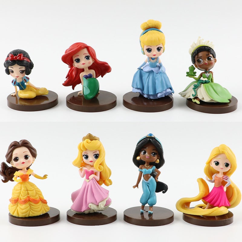 Princess Cake Topper: Compact Q Version Snow White & Mermaid Figurine - Durable High-Quality Plastic, Exquisite Fairy-Tale Design for Adult Collections, Birthday Parties & Themed Events - Image 1