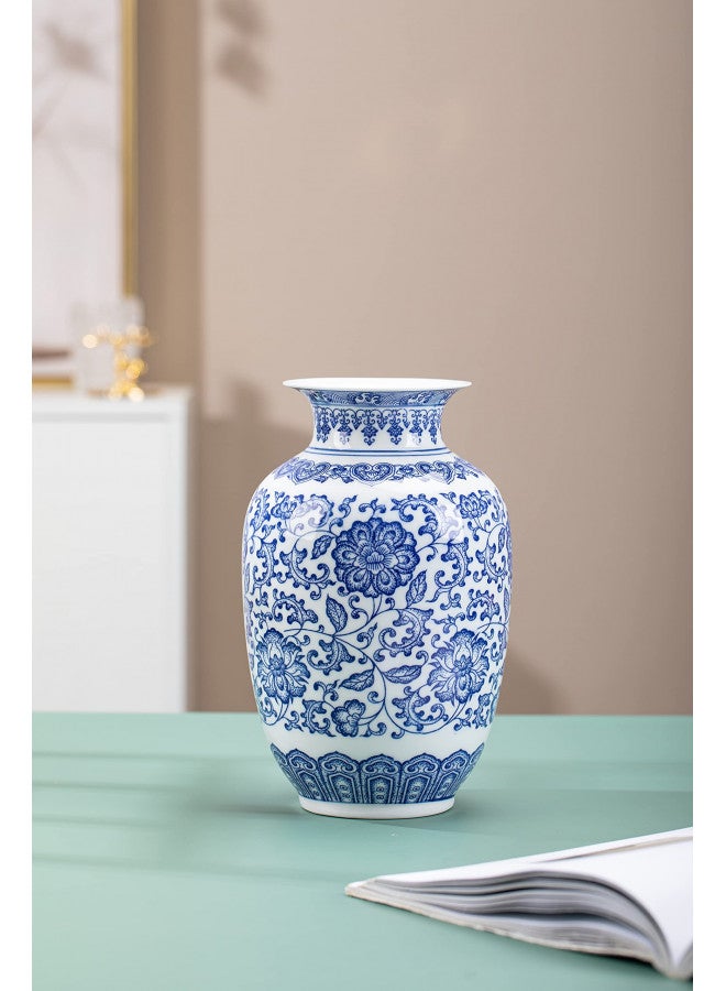 GaLouRo Blue Vase, Chinoiserie Vase, Ginger Jar Vase for Home Decor, Blue and White Porcelain Decor,9 "H - Image 2