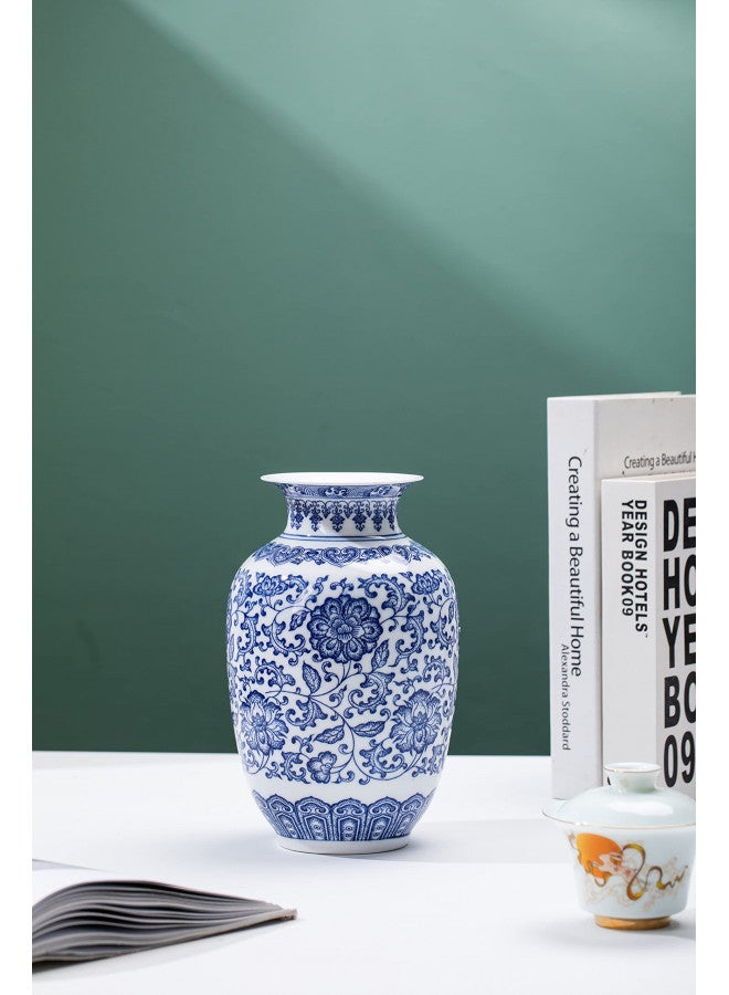 GaLouRo Blue Vase, Chinoiserie Vase, Ginger Jar Vase for Home Decor, Blue and White Porcelain Decor,9 "H - Image 4