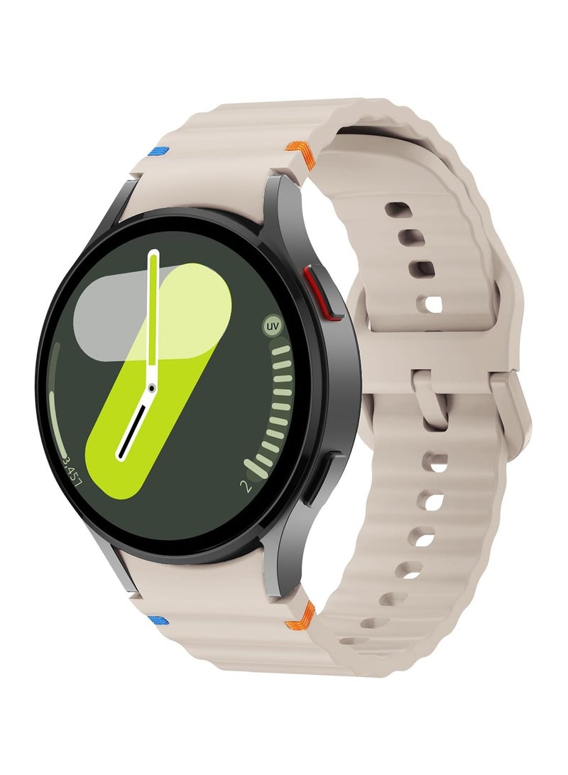 20MM Silicone Strap Compatible With Samsung Galaxy Watch 7 40mm/44mm,No Gap Soft Strap for Galaxy Watch 6,5,4,FE Band 40mm/44mm,Beige - Image 1