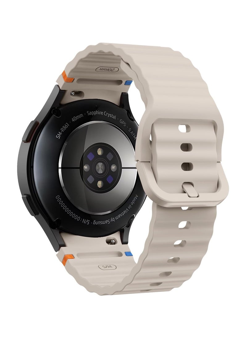 20MM Silicone Strap Compatible With Samsung Galaxy Watch 7 40mm/44mm,No Gap Soft Strap for Galaxy Watch 6,5,4,FE Band 40mm/44mm,Beige - Image 2