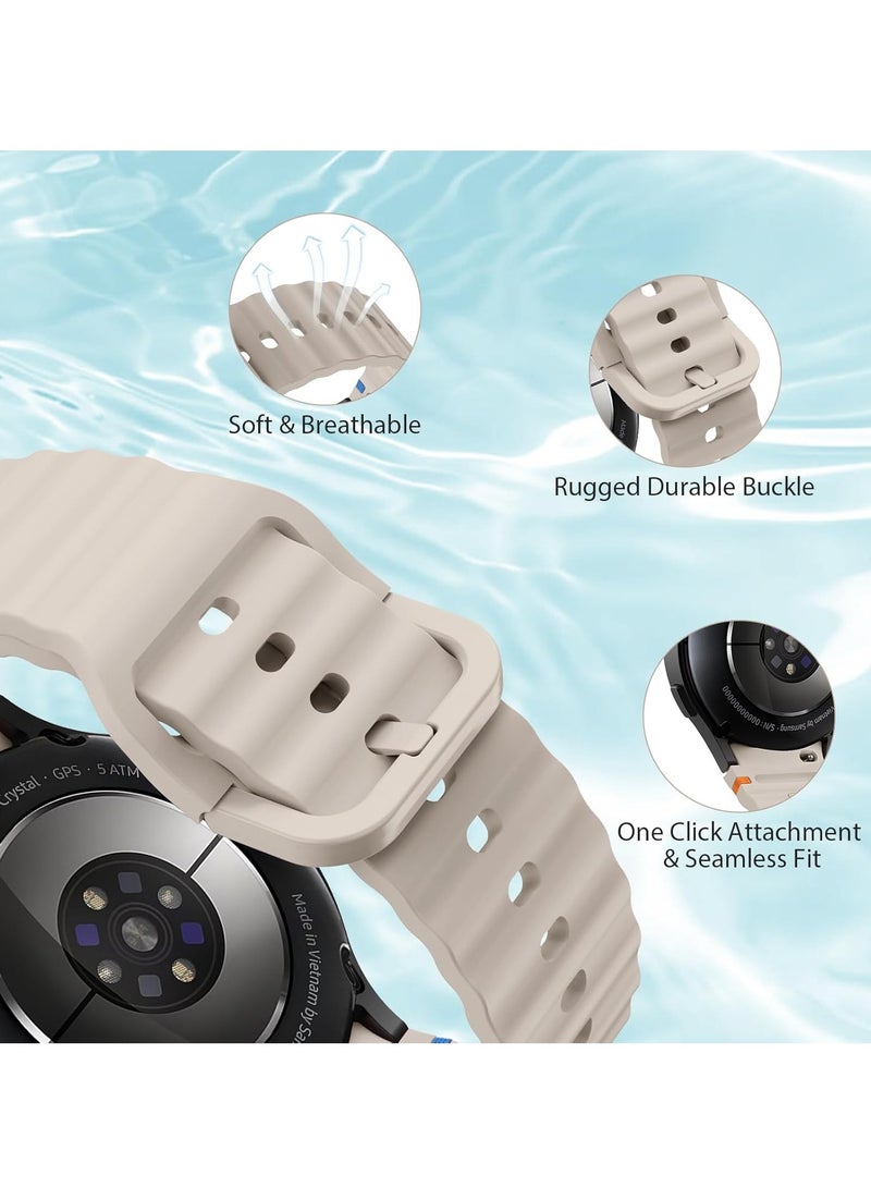 20MM Silicone Strap Compatible With Samsung Galaxy Watch 7 40mm/44mm,No Gap Soft Strap for Galaxy Watch 6,5,4,FE Band 40mm/44mm,Beige - Image 4