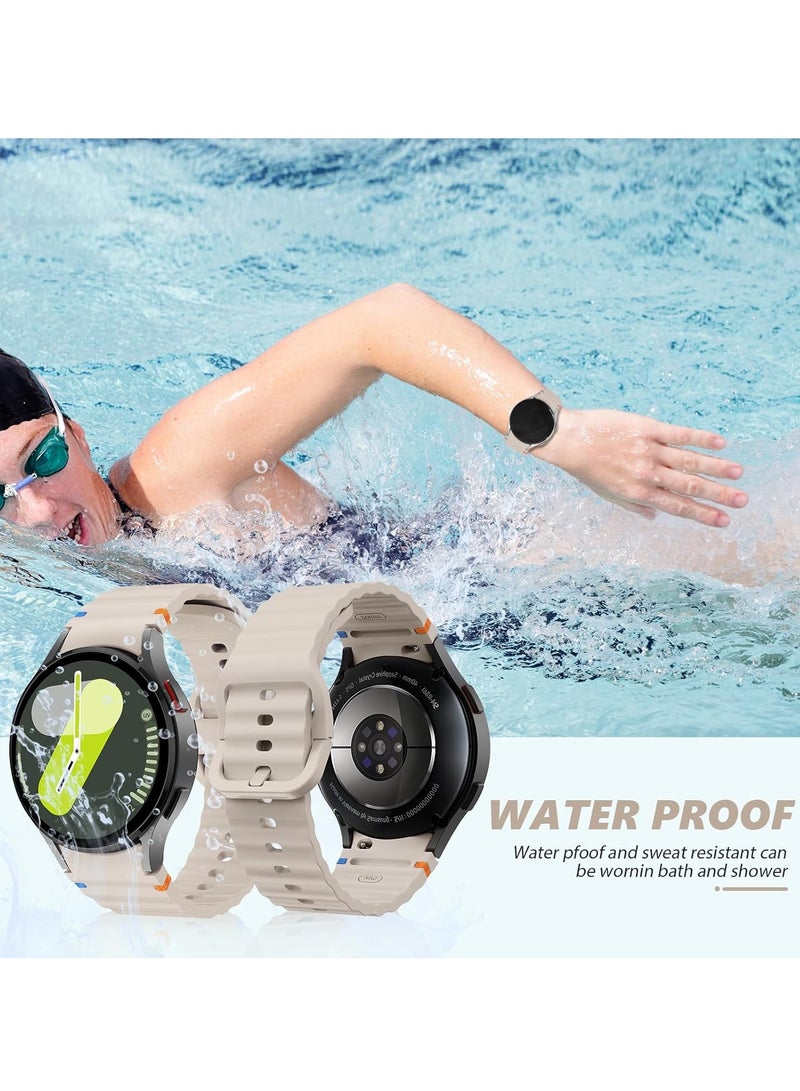 20MM Silicone Strap Compatible With Samsung Galaxy Watch 7 40mm/44mm,No Gap Soft Strap for Galaxy Watch 6,5,4,FE Band 40mm/44mm,Beige - Image 5