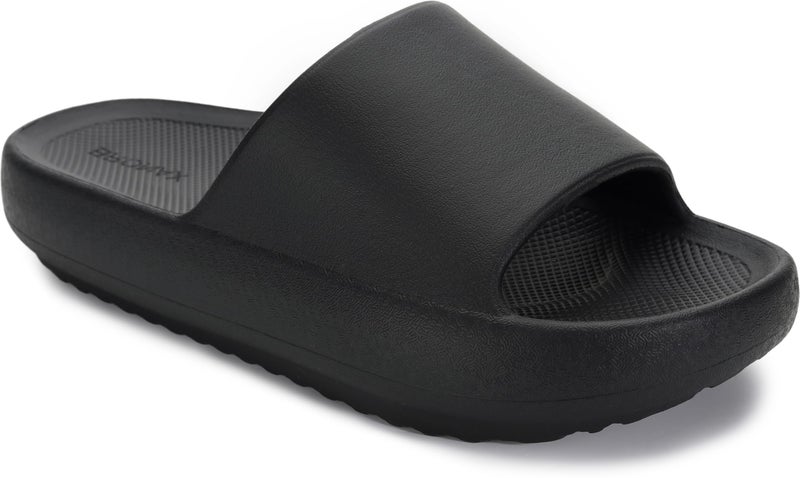 BRONAX Arch Support Slides for Women Summer Indoor Home Bathroom Shower Plantar Fasciitis Slippers Soft Spa Recovery Sandals for Female Cushioned Thick Sole 42-43 Black - Image 1