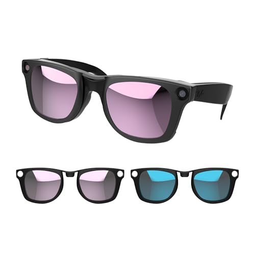 RCstyle HiBloks 2Pcs Polarized Clip-on Compatible with Ray-Ban Meta Wayfarer & Gen 2 (RW4008/RW4012 Large 53-22), Color Changing Clip Set for Rayban Meta Gen 2 Smart Glasses Discoloration Clip (Pink+Blue) - Image 1