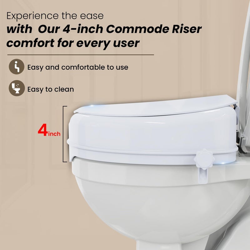 MCP 4-Inches With Lid Toilet Commode Seat Raiser Elevator Extension 7040D|Fits In Egg/Oval Shaped Commodes Only|Handicap, Knee Patients, Old Senior Citizen|Easy To Install,White - Image 5
