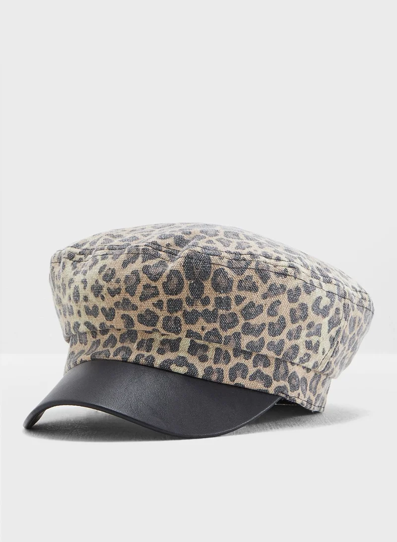 TOPSHOP Leopard Print Baker Boy Hat