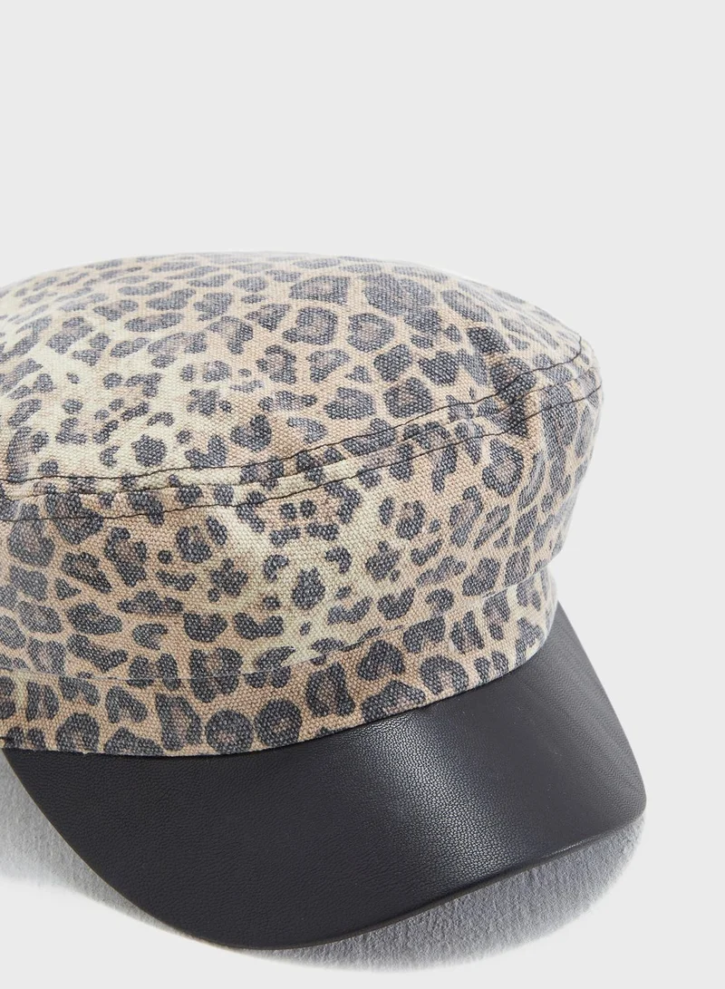 TOPSHOP Leopard Print Baker Boy Hat
