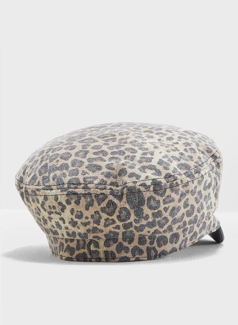 TOPSHOP Leopard Print Baker Boy Hat
