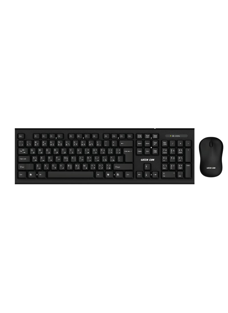 GREEN LION - Wireless Keyboard and Mouse Combo Set 1200DPI / Square Type and Wireless ABS Mouse - Black - Image 1