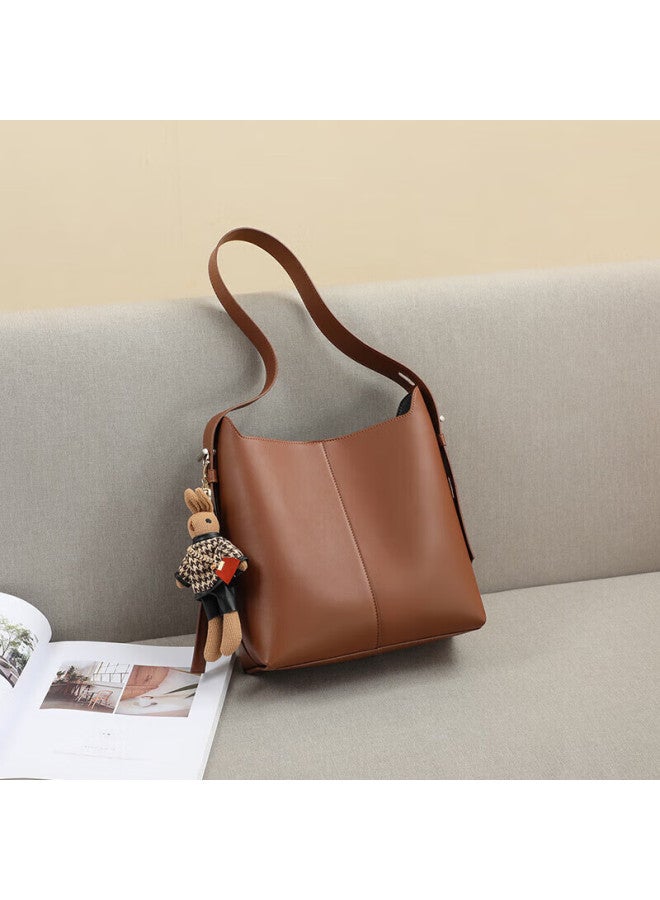 Viney Cowhide Leather Handbag Women's Large Capacity Bucket Bag Lightweight Shoulder Crossbody Bag Birthday Gift Brand For Girlfriend Wife - Image 3