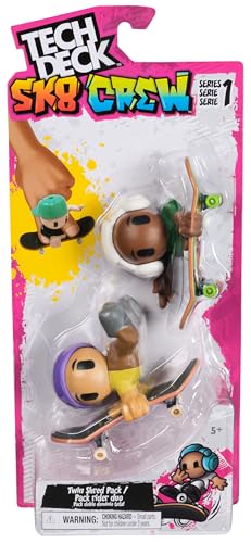 Tech Deck Sk8 Crew 2Pack Exclusive Fingerboards with Assistive Figures Collectible and Customisable Mini Skateboards Kids Toys for Ages 5 and up Styles May Vary - Image 1