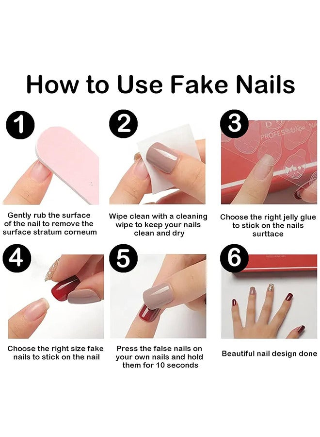 Depend Press On Nails Short Almond - French Tip Fake Nails Medium Length Glue On Nails Gel Reusable Stick On Nails False Nails With Design - 24 PCS - Image 4
