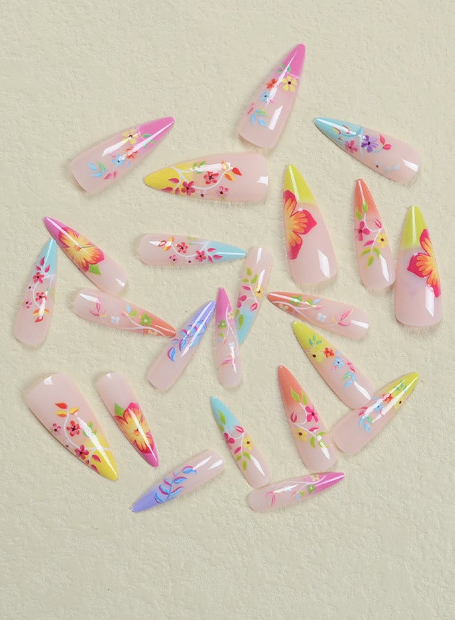 Depend Press On Nails Short Almond - French Tip Fake Nails Medium Length Glue On Nails Gel Reusable Stick On Nails False Nails With Design - 24 PCS - Image 2
