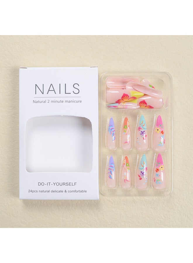 Depend Press On Nails Short Almond - French Tip Fake Nails Medium Length Glue On Nails Gel Reusable Stick On Nails False Nails With Design - 24 PCS - Image 5