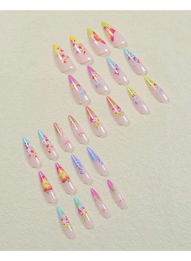 Depend Press On Nails Short Almond - French Tip Fake Nails Medium Length Glue On Nails Gel Reusable Stick On Nails False Nails With Design - 24 PCS - Image 3
