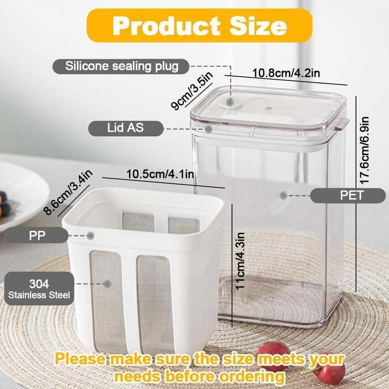 FALONG Curd Maker Strainer 1100ML Yogurt Filter Milk Strainer with Lid for Homemade Greek Yogurt Fine Mesh Juicing Food Strainer for Cheese Coffee Soybean Milk Kitchen Tools White - Image 2
