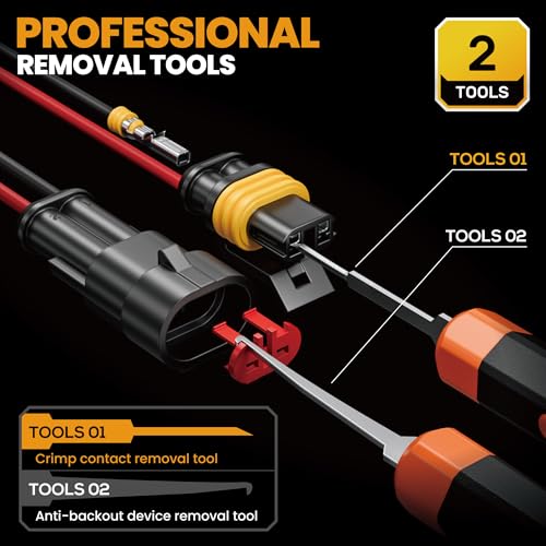 SOMELINE Crimping Tool Kit, Waterproof Automotive Electrical Connectors (1/2/3/4/5 Pin), 22–14 AWG Ratchet Crimper & Terminal Removal Tools for Car/Motorcycle/Boat - Image 5