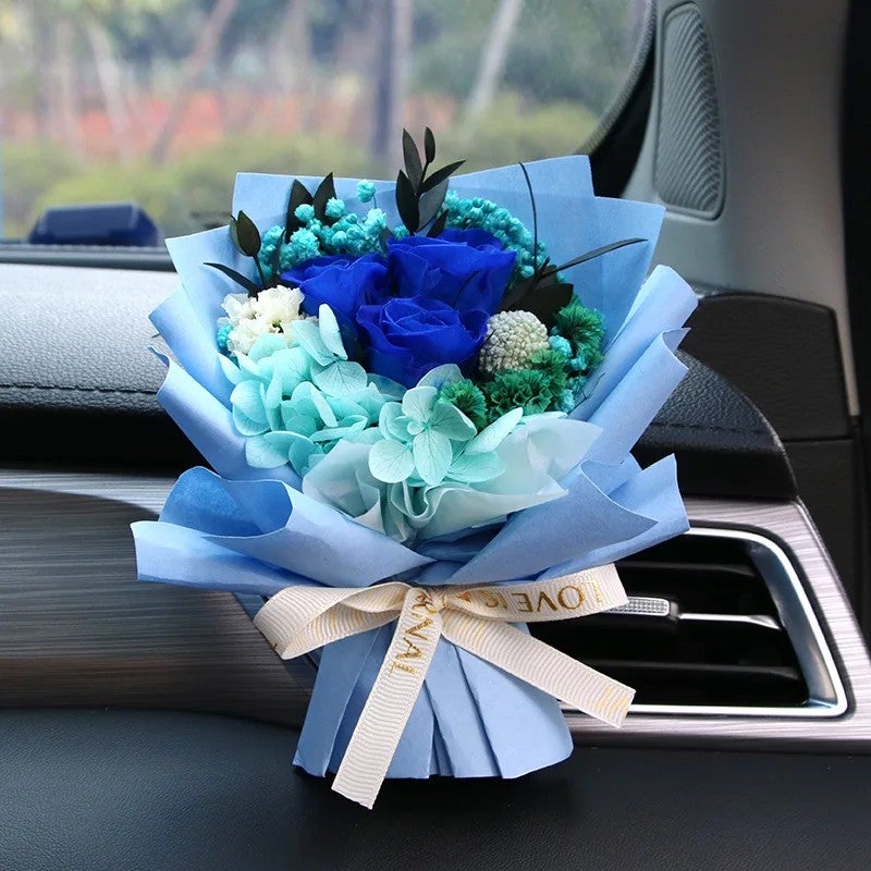 Bluejw Handmade Mini Bouquet Car Air Freshener - Dried Flower Vent Clip Perfume - Natural Dried Plants Fragrance Diffuser for Auto - Image 1
