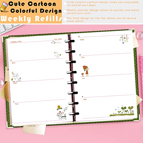Rancco Junior Weekly Planner Refills, 180 Pages 8 Rings Punched Half Letter Binder Paper Inserts w/Index Tabs, Index Dividers, Loose-Leaf Bag, Ruler For Circa, Arc, TUL, Happy Planner, 5.5x8.5" - Image 4