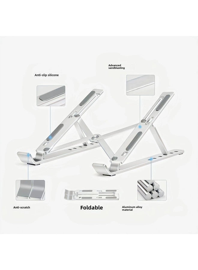 N3 Aluminum Alloy Laptop Desktop Stand Folding Mobile Phone Tablet Height Increasing Cooling Base Hanging Support Frame-Color:P1 Silicone Iron Shaft  With Storage Bag - Image 5