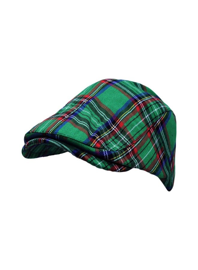 WITHMOONS Newsboy Flat Cap Tartan Check Plaid Outdoors Beret Hat YZ30078 (Green) - Image 1