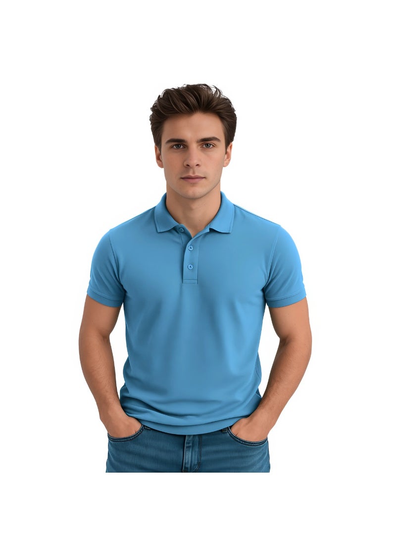 PRINTSHOP4ME Interlock Men's Regular Fit Polo T-shirt Pure Cotton Short Sleeve 220 GSM Basic Colors - Image 1