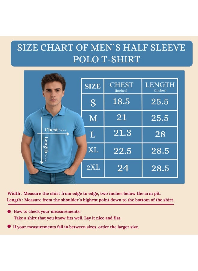 PRINTSHOP4ME Interlock Men's Regular Fit Polo T-shirt Pure Cotton Short Sleeve 220 GSM Basic Colors - Image 2