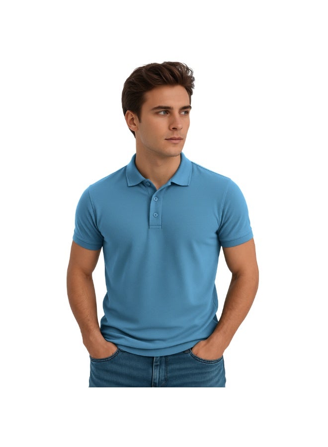 PRINTSHOP4ME Interlock Men's Regular Fit Polo T-shirt Pure Cotton Short Sleeve 220 GSM Basic Colors - Image 3