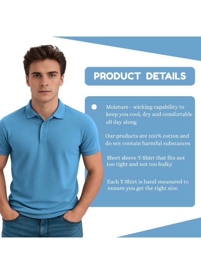 PRINTSHOP4ME Interlock Men's Regular Fit Polo T-shirt Pure Cotton Short Sleeve 220 GSM Basic Colors - Image 4