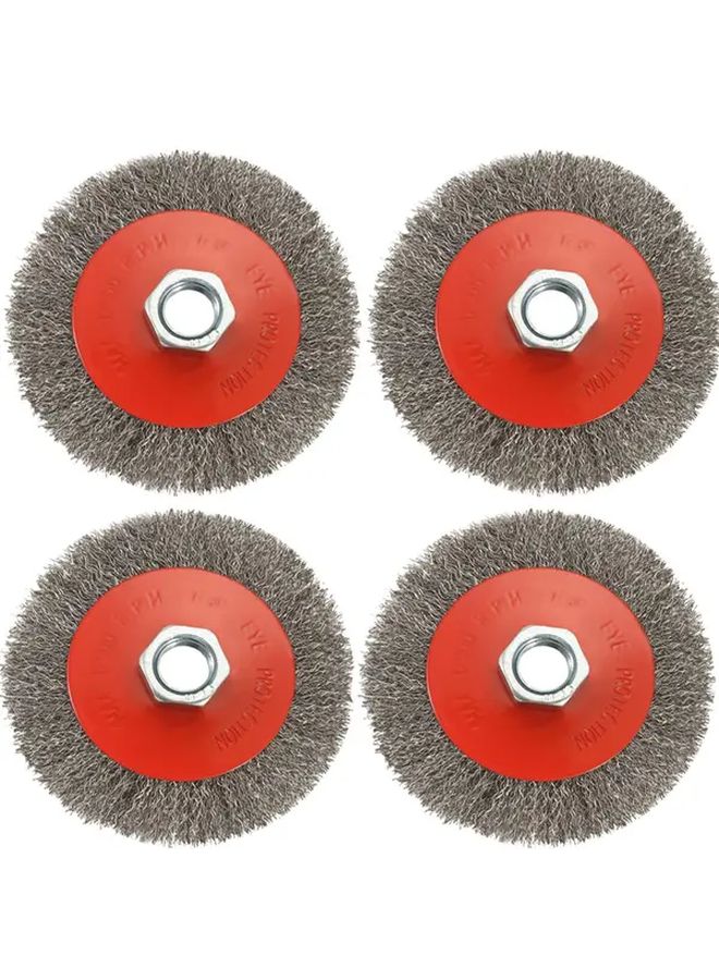 4pcs 4 Inch Angle Grinder Wire Brushes With Red Black Handles For Metal Grinding Polishing - Image 2