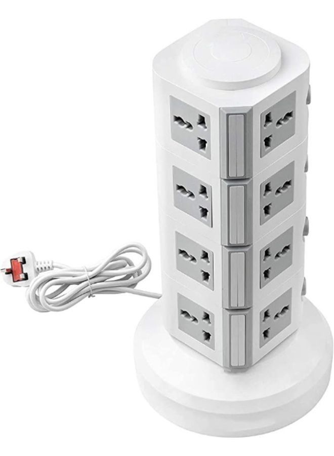 Universal Vertical Multi Socket 220V Tower Extension Electrical Outlet Lead with USB Ports 3M Cord and UK-Plug Power Strip Multi Charging Station  - Image 1