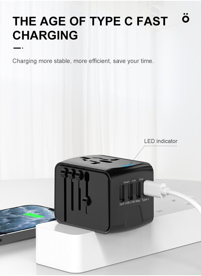 mriya - Universal Travel Adapter with Multi-USB and Type-C Port with Overcurrent Protection - Image 1