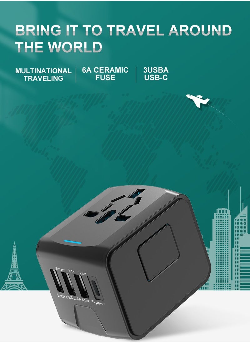mriya - Universal Travel Adapter with Multi-USB and Type-C Port with Overcurrent Protection - Image 1