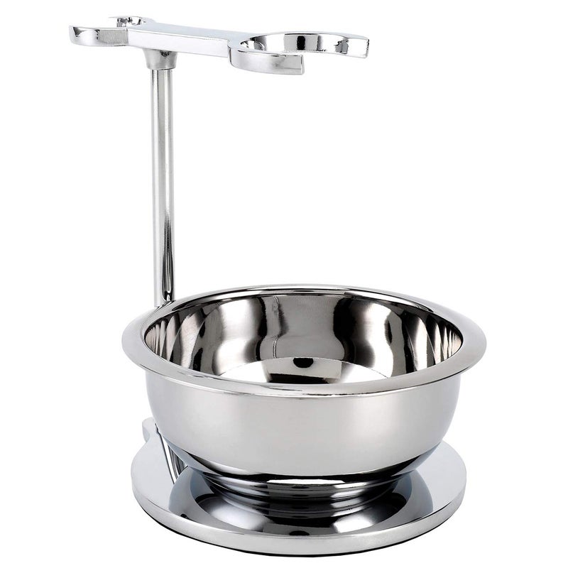 SANWA Deluxe Heavyweight Shaving Brush Razor Stand with Unbreakable Stainless Steel Shaving Bowl Set,Compatible with Gillette Fusion and Mach 3,Double Edge Safety Razor,Cartridge Razor - Image 1