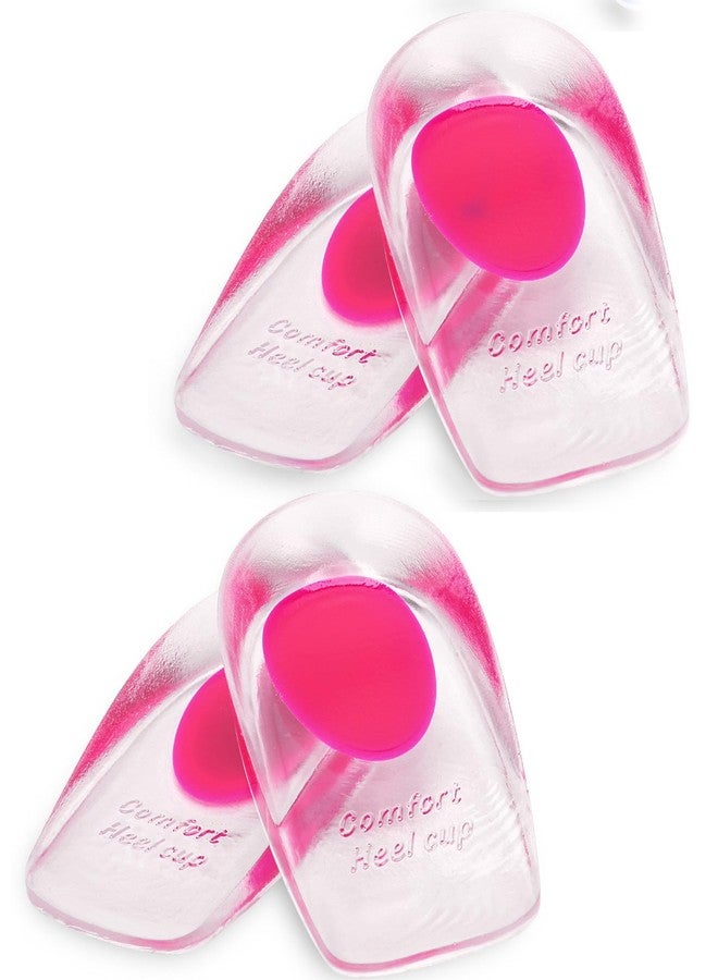 JayruiMice Gel Silicone Heel Cups/Pads - 2 Pair Heel Lifts for Plantar Fasciitis,Heel Pain Shoe Inserts Heel Protectors,Achilles Tendonitis (Pink, Small/Med) - Image 1