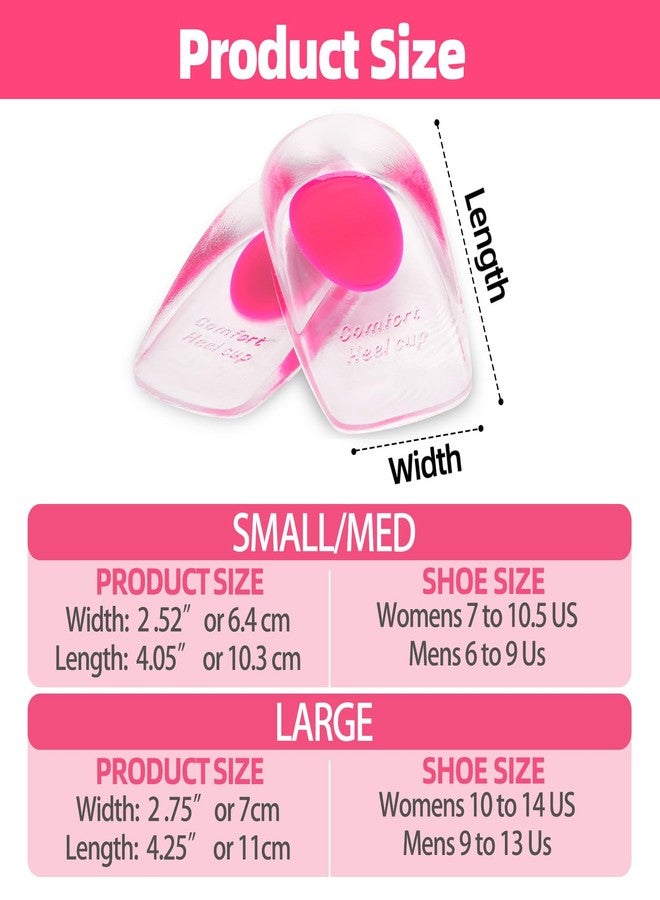 JayruiMice Gel Silicone Heel Cups/Pads - 2 Pair Heel Lifts for Plantar Fasciitis,Heel Pain Shoe Inserts Heel Protectors,Achilles Tendonitis (Pink, Small/Med) - Image 2