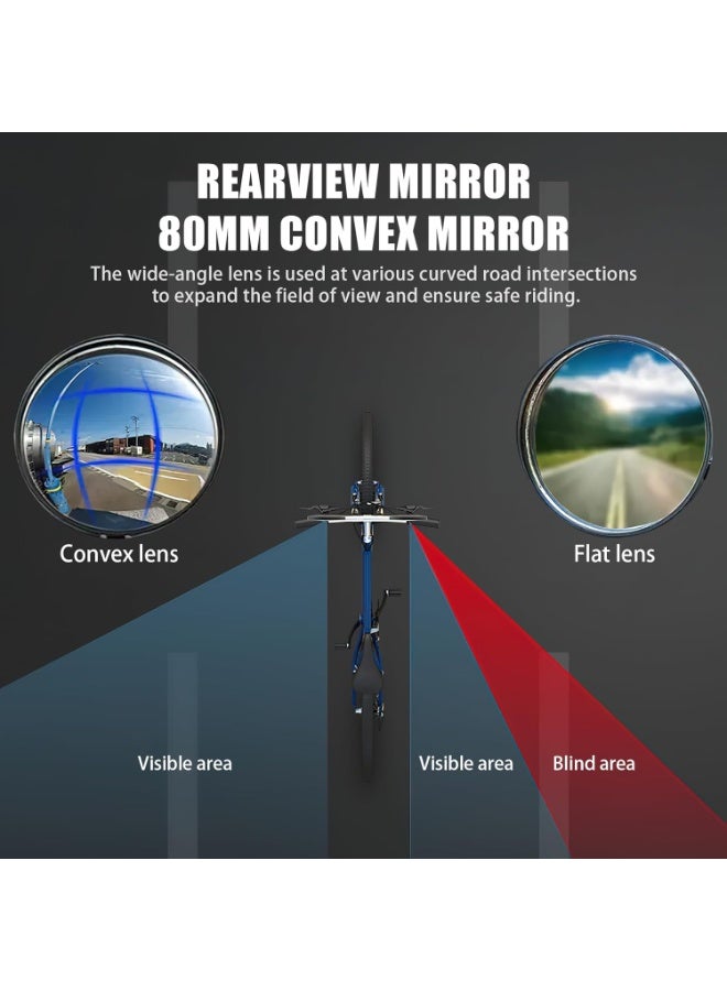 Cuken Bike Mirror, Bicycle Cycling Rear View Safe Mirrors, Adjustable Rotatable Handlebars Mounted Plastic Convex Mirror for Mountain Road Bikes  - Image 5