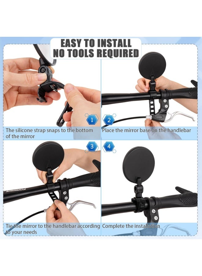 Cuken Bike Mirror, Bicycle Cycling Rear View Safe Mirrors, Adjustable Rotatable Handlebars Mounted Plastic Convex Mirror for Mountain Road Bikes  - Image 3