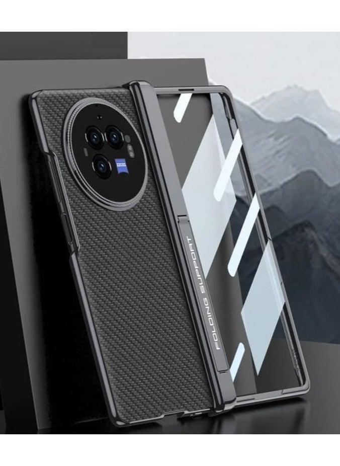 General - VIVO X Fold 3 Pro Case, Magnetic Kickstand Phone Case with Hinge Protection - Weave Texture Leather Cover with Built-in Screen Protector - Image 1