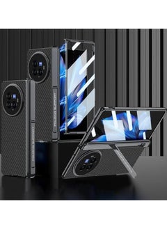 VIVO X Fold 3 Pro Case, Magnetic Kickstand Phone Case with Hinge Protection - Weave Texture Leather Cover with Built-in Screen Protector