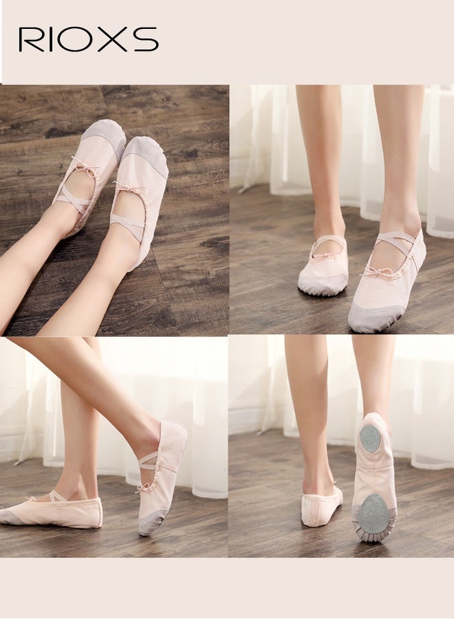 ريوكس Ballet Shoes For Girls, Kids Girls Ballet Practice Shoes, Highly Stretch Canvas Ballerina Flats, Split Sole Yoga Shoes, Flats Shoes For Dancing, Suede Leather Soles Dance Shoes, Comfy Anti-slip Ballet Shoes, Girls Ballet Shoes Yoga Dance Shoe - Image 2