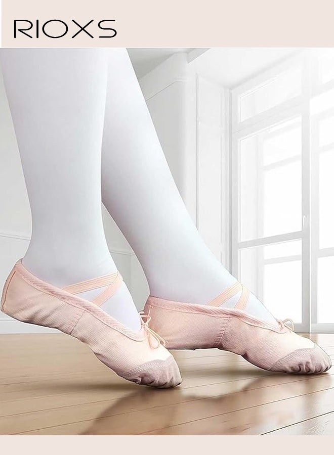 ريوكس Ballet Shoes For Girls, Kids Girls Ballet Practice Shoes, Highly Stretch Canvas Ballerina Flats, Split Sole Yoga Shoes, Flats Shoes For Dancing, Suede Leather Soles Dance Shoes, Comfy Anti-slip Ballet Shoes, Girls Ballet Shoes Yoga Dance Shoe - Image 1