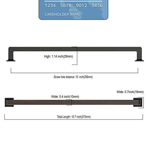9BUILD 6 Pack 10 Inch Oil Rubbed Bronze Cabinet Handles - Kitchen Hardware Pulls for Cabinets - Image 3