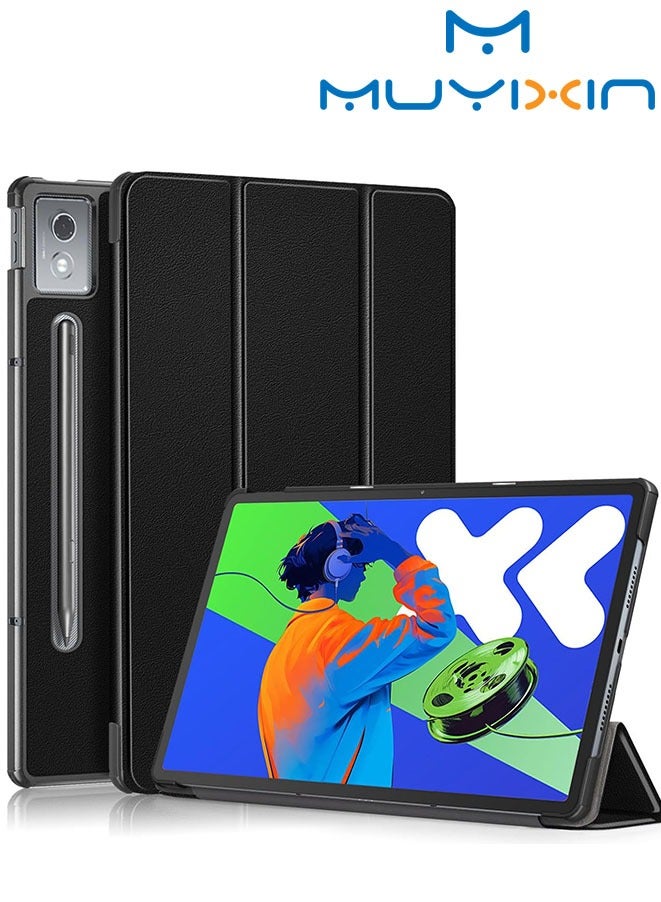 Muyixin Case for Lenovo Tab P12 12.7" 2023 Tri-Fold Smart Case Multi-view Bracket, Auto Sleep/Wake Cover -Black - Image 1