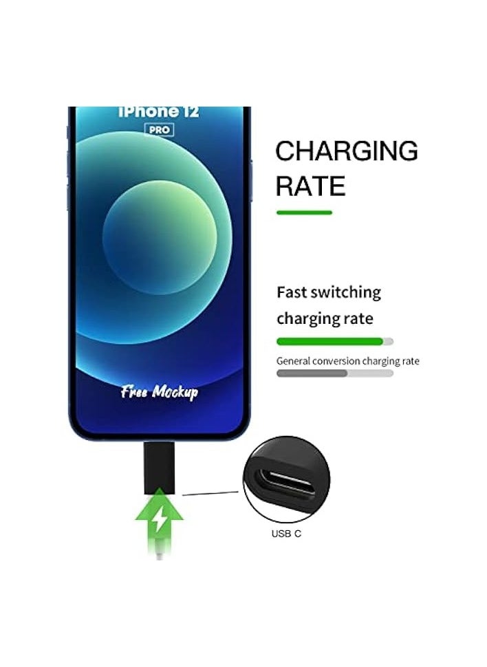 erorex - 3 Pcs USB-C Female to Lightning Male Adapter, Lightning to USB C Adapter, PD Fast Charge Converter for iPhone 13 Pro/Max/12/Xs/Xr/new Se/iPad Air,AirPods 2 Pro, 9V2A18W30W (1 White+2 Black) - Image 1